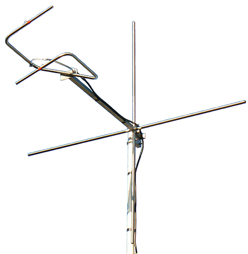 FM Radio mixed polarised dipole with reflector bars, 304 stainless steel, 87.5-108MHz, specify 500kHz, 7/16″ DINF, 1kW, 0dBd – 1.4m